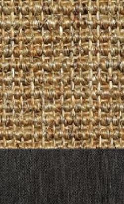 Sisal Salvador cork 080 tæppe med kantbånd i Mønstret sort
